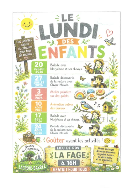 Atelier enfants et jeux sur le sentier de l’imaginaire du Magma à la pierre Lacroix-Barrez