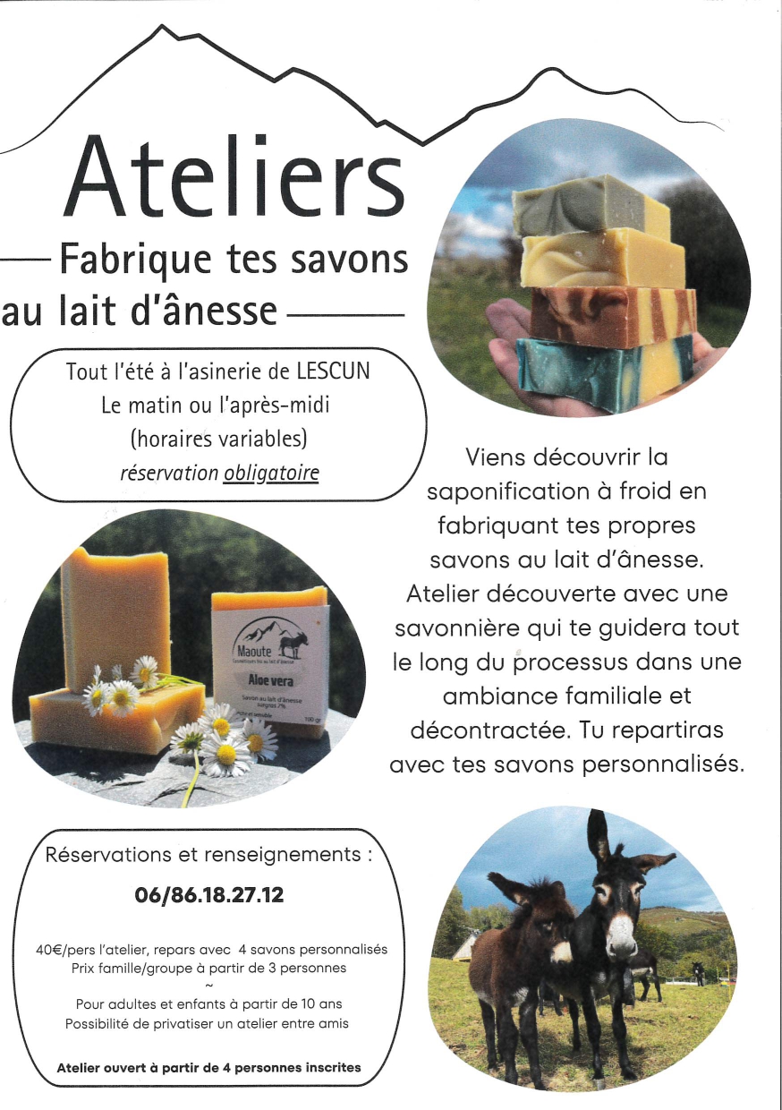 Atelier Fabrique tes savons au lait d&rsquo;ânesse.  Lescun
