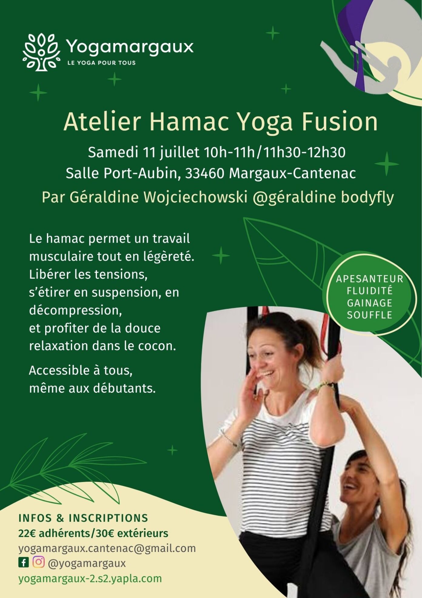 Atelier Hamac Yoga Fusion avenue de la 5ème République Margaux-Cantenac