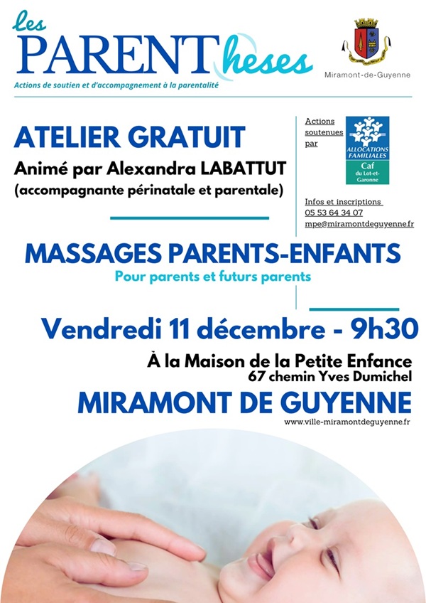 Atelier parenthèse Massages parents-enfants Maison de la Petite Enfance Miramont-de-Guyenne
