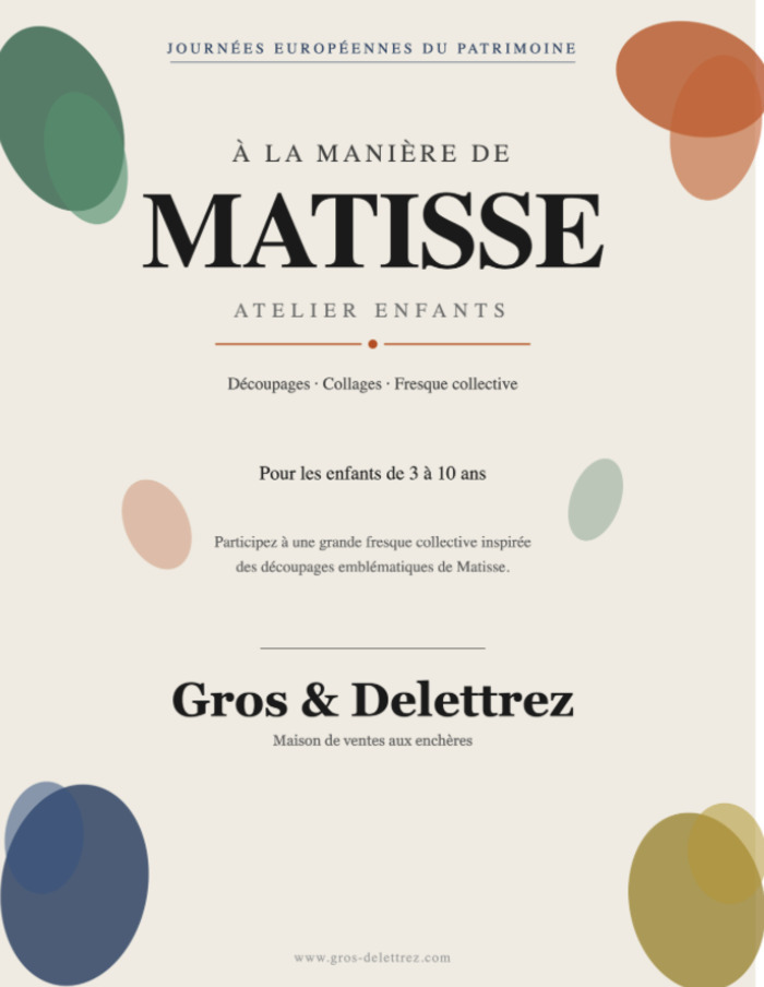 Atelier pour enfants « À la manière de Matisse », Gros & Delettrez – Rive Gauche, Paris
