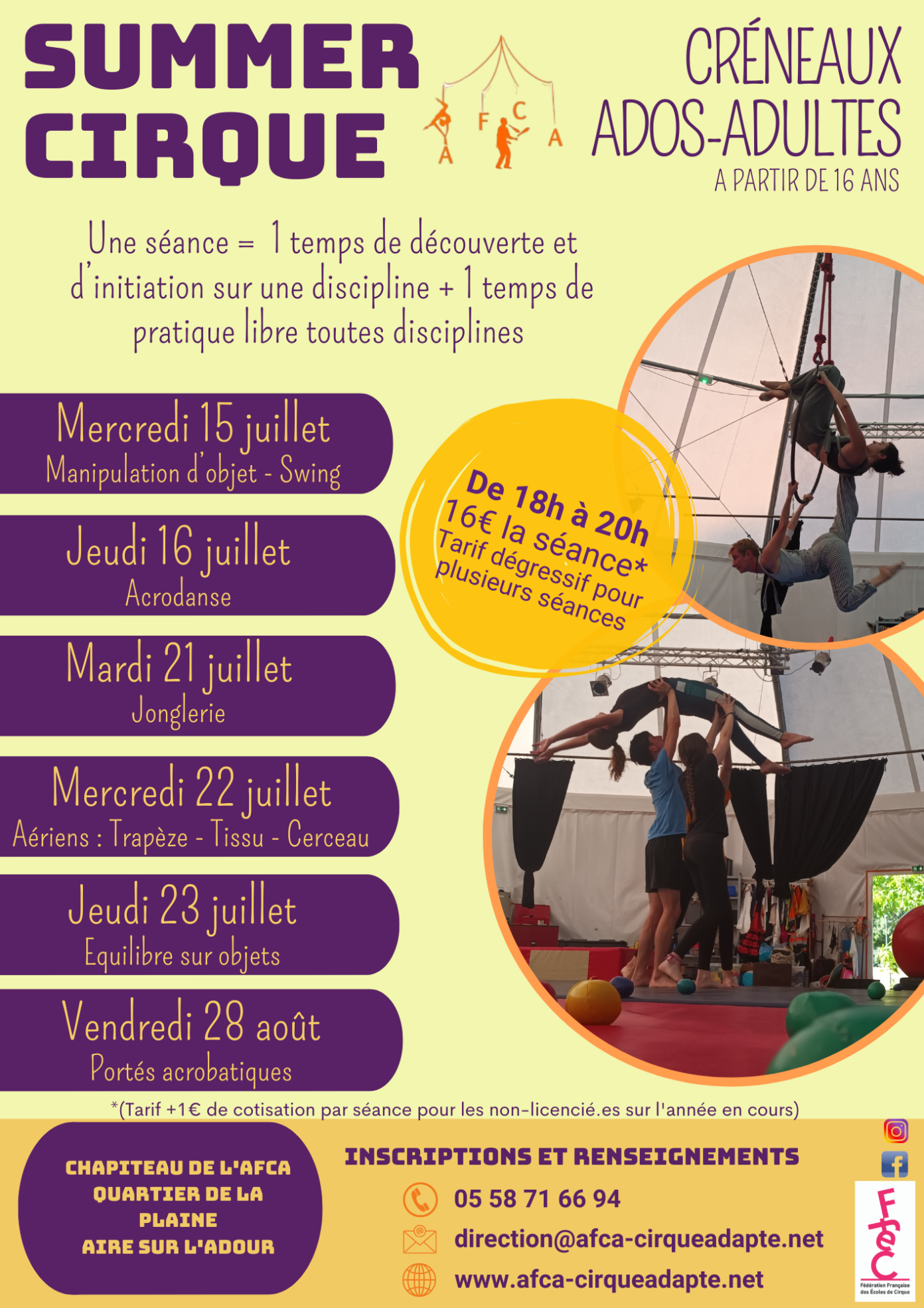 Atelier summer cirque Aire-sur-l’Adour