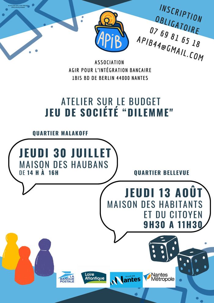Atelier sur le budget par l’association Agir pour l’intégration bancaire Maison des Habitants et du Citoyen de Bellevue Nantes