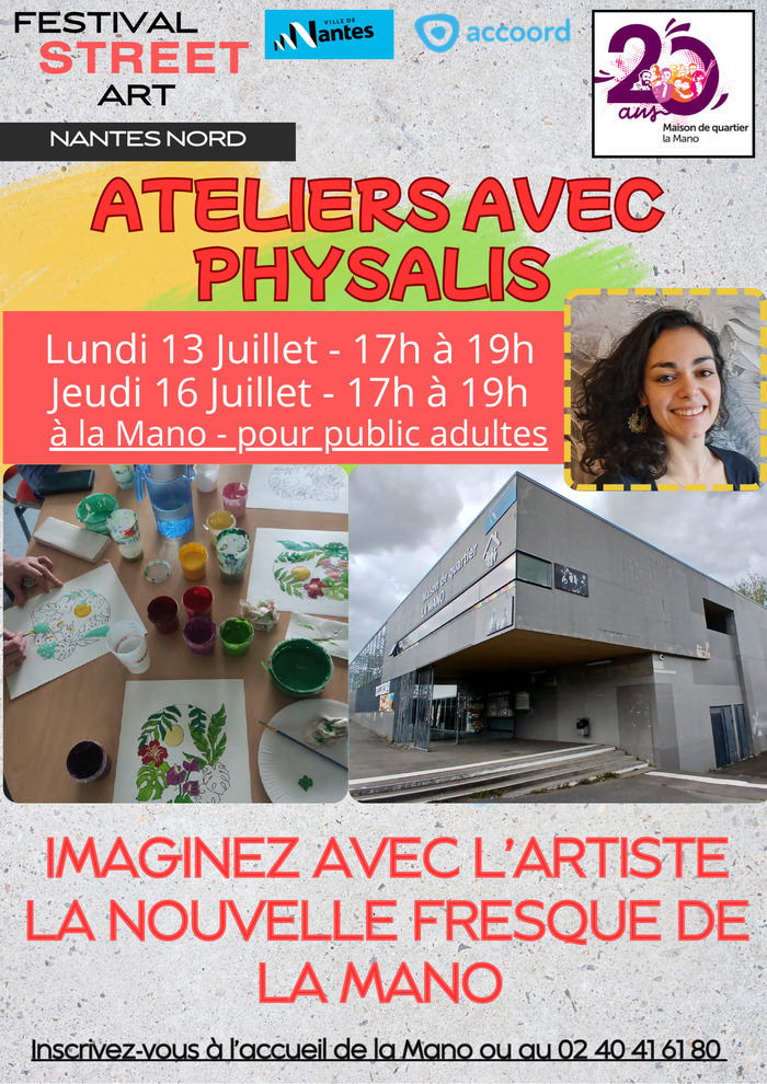 Ateliers de co-conception de l’œuvre street art de la Mano avec l’artiste Maison de quartier La Mano Nantes