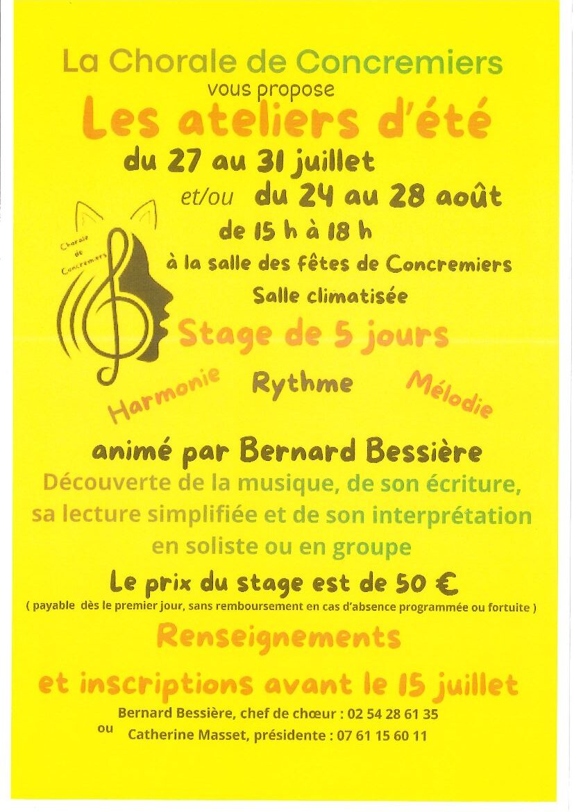 Ateliers d’été de la chorale Concremiers
