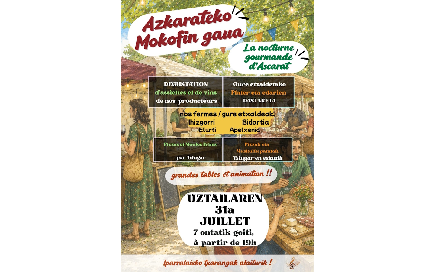Azkarateko mokofin gaua la nocturne gourmande d'Ascarat Place du village Ascarat 2026-07-31