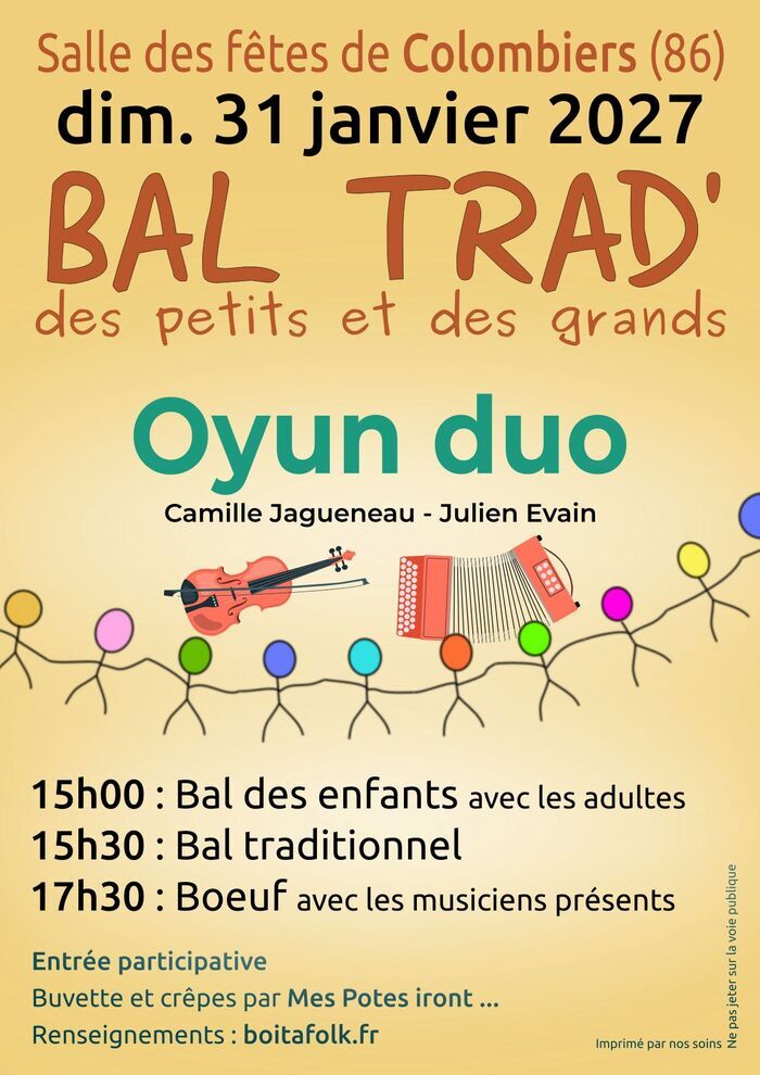 Bal trad&rsquo; des petits et des grands salle des fêtes Colombiers 86490 Colombiers