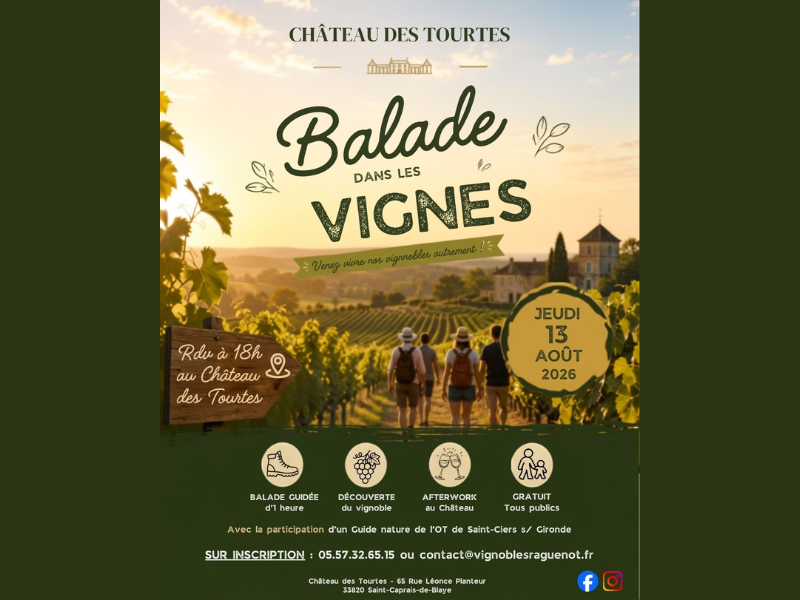 Balade dans les vignes du château des Tourtes Château des Tourtes Val-de-Livenne