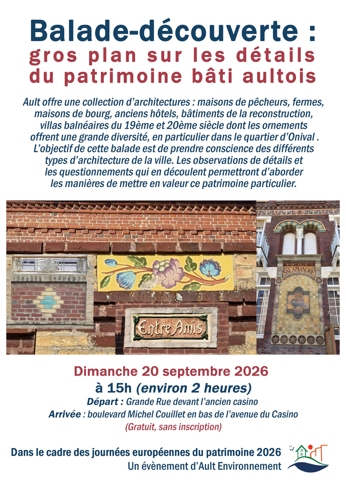 Balade-découverte : gros plan sur les détails du patrimoine bâti aultois, Devant l’ancien Casino à Ault, 2 Grande Rue, Ault