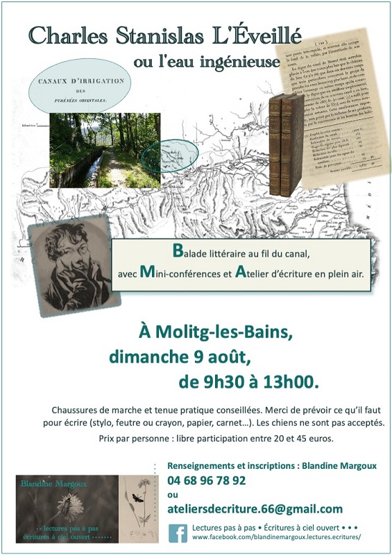 BALADE LITTERAIRE ET ATELIER D&rsquo;ECRITURE CHARLES STANISLAS, L&rsquo;EVEILLE OU L&rsquo;EAU INGENIEUSE  Molitg-les-Bains