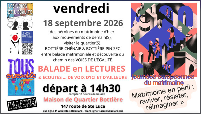 balade matrimoniale : des héroïnes du matrimoine d’hier aux mouvements de demain(S), Maison de quartier Bottière, Nantes
