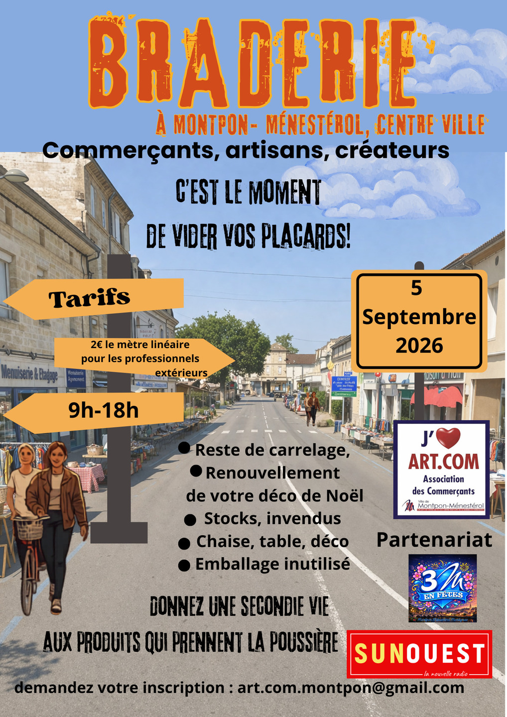 Braderie de commerçants, artisans, créateurs Montpon-Ménestérol