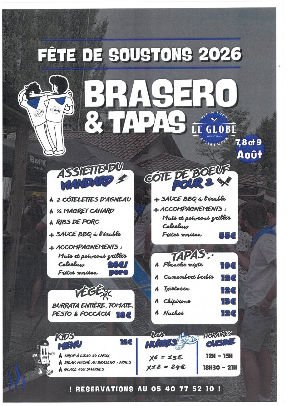 Brasero et tapas au Globe pour les Fêtes de Soustons Soustons