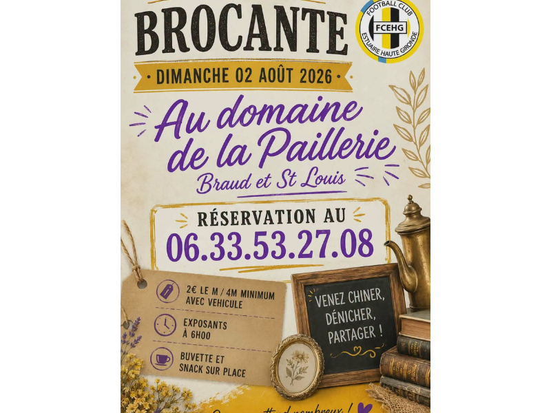 Brocante Vide grenier à Braud Domaine de la paillerie Braud-et-Saint-Louis 2026-08-02
