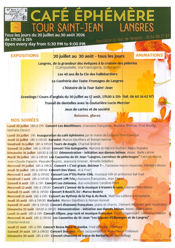 Café éphémère exposition et animation Langres