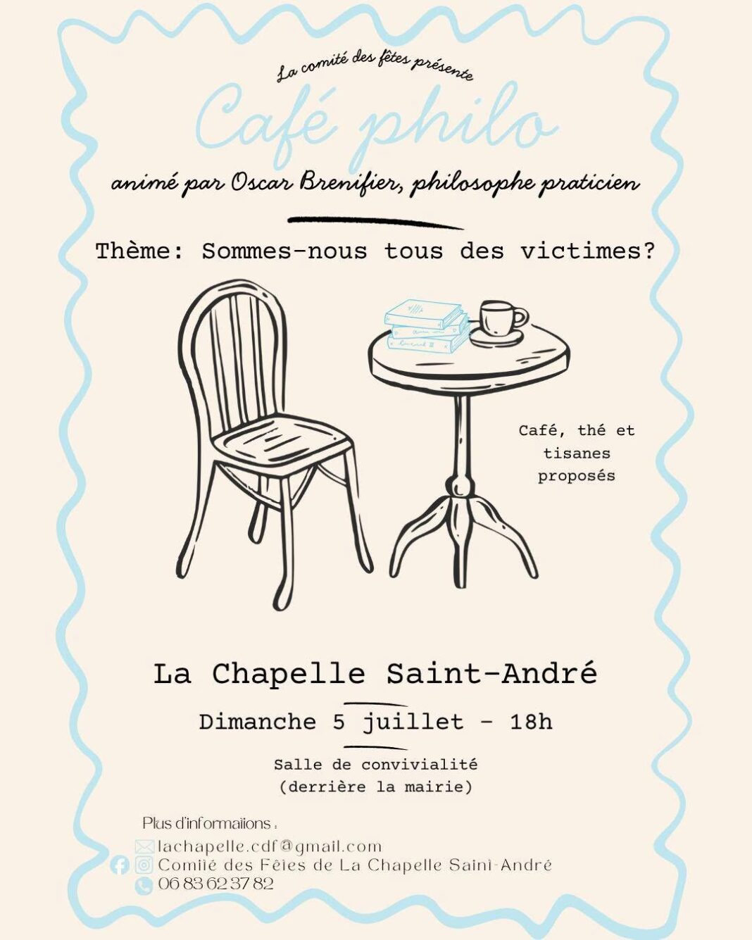 Café Philo Salle de convivialité (derrière la mairie) La Chapelle-Saint-André