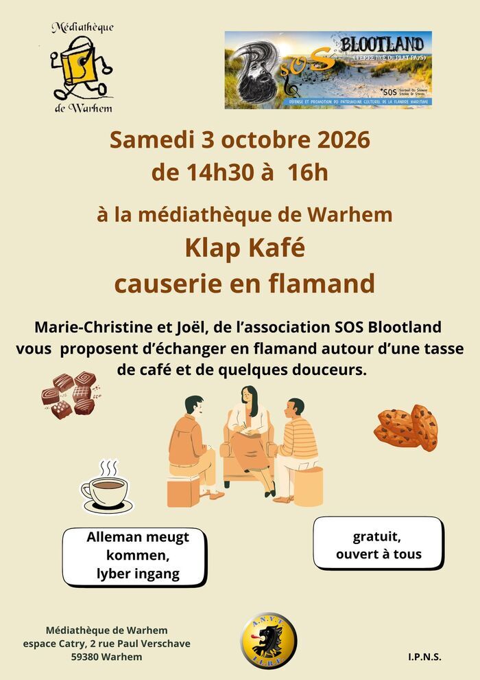 Causerie en flamand (langue régionale), Médiathèque de Warhem, Warhem