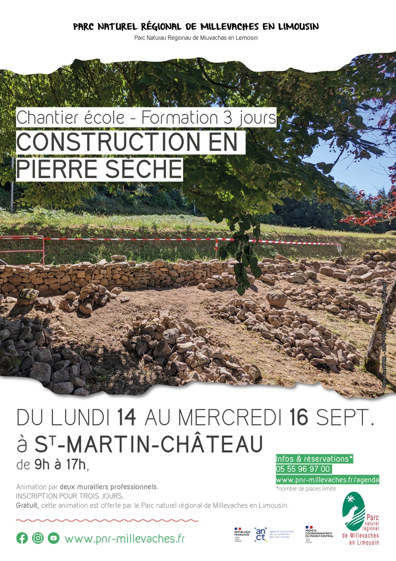 Chantier école de construction en pierre sèche Formation 3 jours  Saint-Martin-Château 2026-09-14