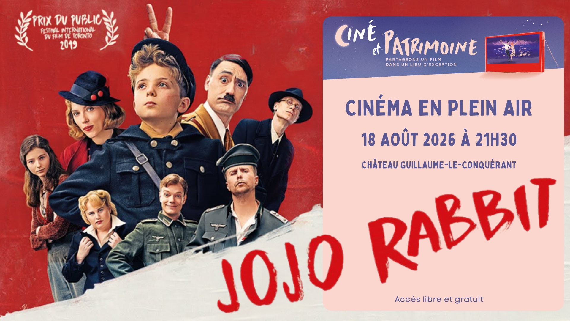 Ciné et Patrimoine Jojo Rabbit Basse-Cour du Château Guillaume-le-Conquérant Falaise 2026-08-18