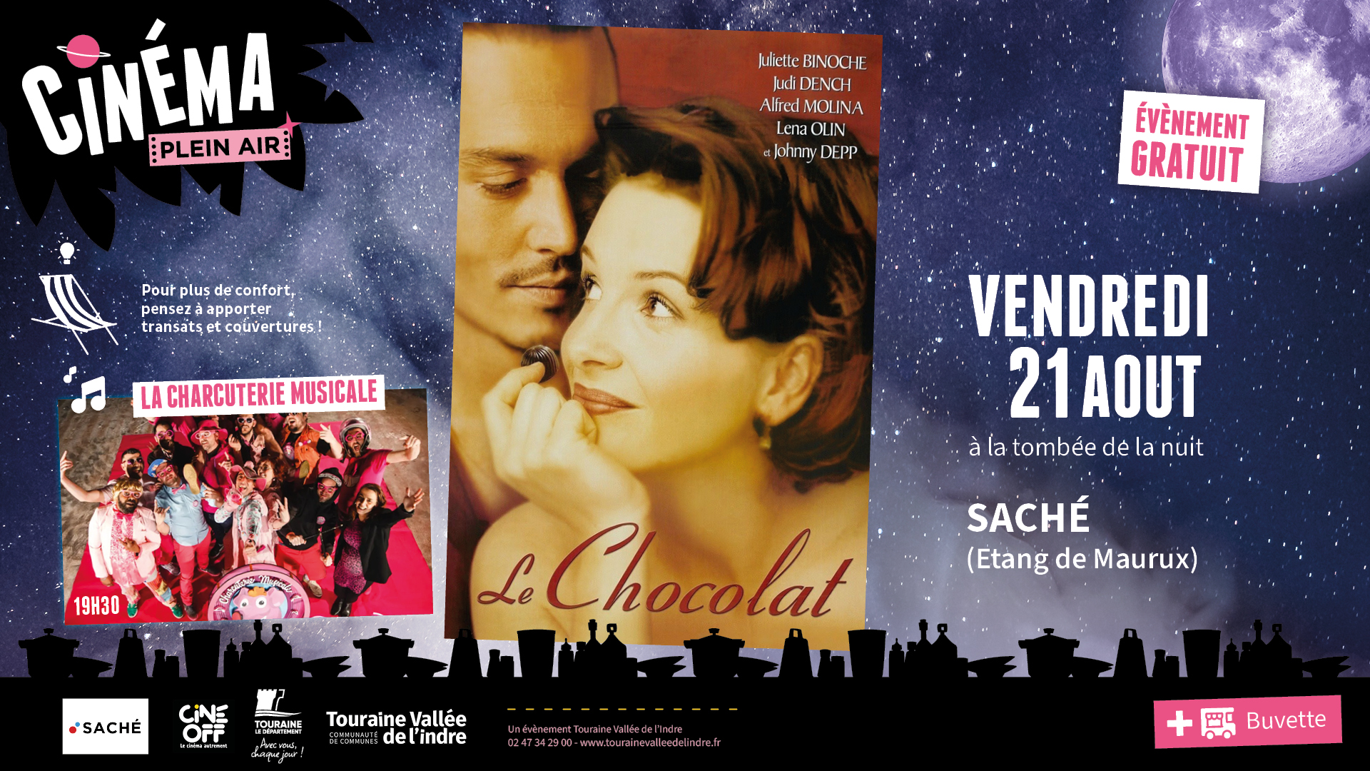Cinéma en plein air Le chocolat Saché 2026-08-21