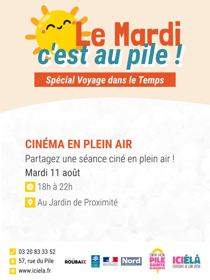 Cinéma en plein air – Le Mardi C’est au Pile !, Jardin de proximité, Roubaix