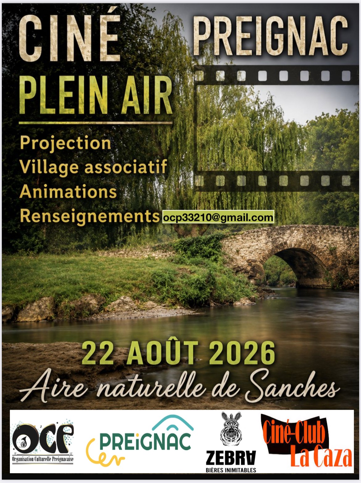 Cinéma en plein air Aire de Loisirs de Sanches Preignac 2026-08-22