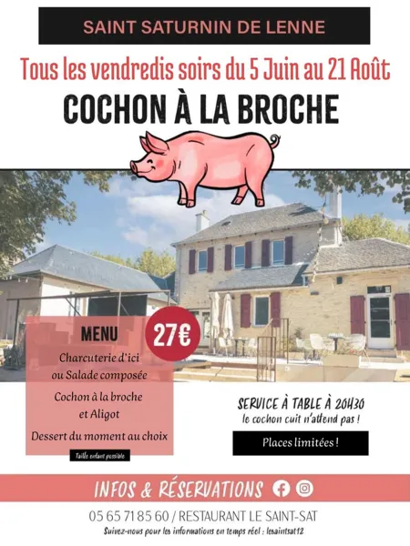 Cochon à la broche Saint-Saturnin-de-Lenne