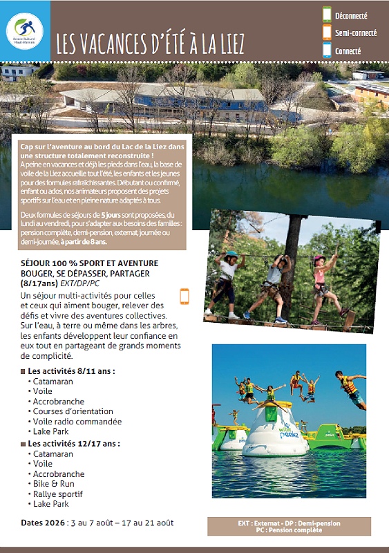 Colonie de vacances Ecole de voile de la Liez Peigney