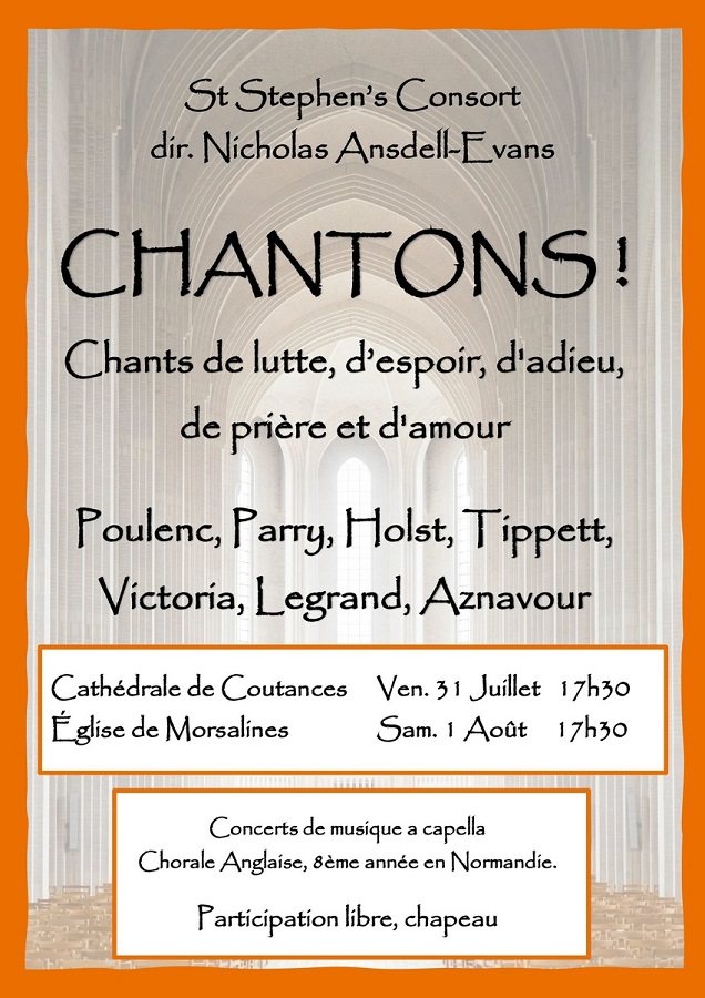 Concert Chantons ! St Stephen’s Consort Morsalines Quettehou