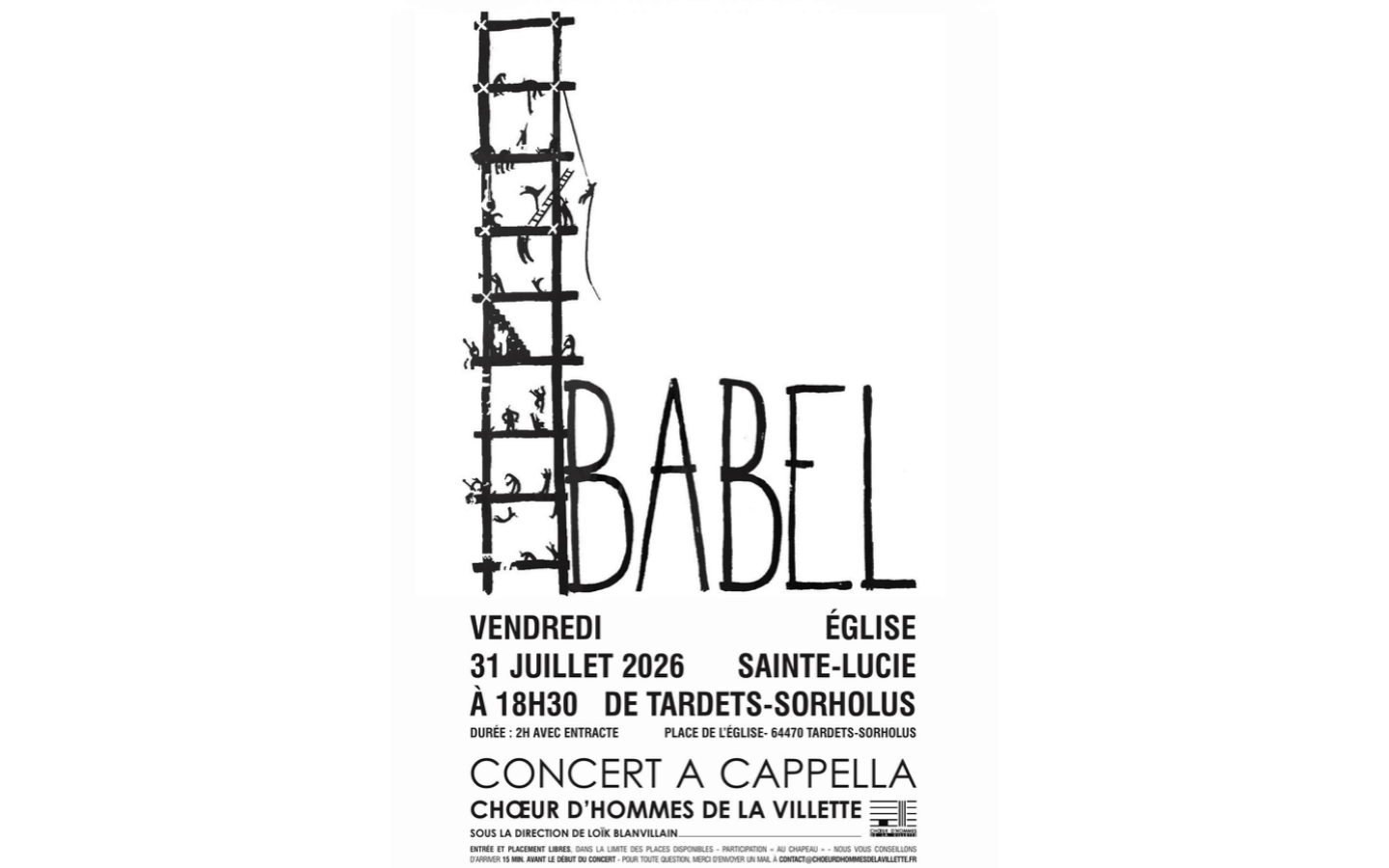 Concert choeur d'hommes Babel Église Sainte-Lucie Tardets-Sorholus 2026-07-31