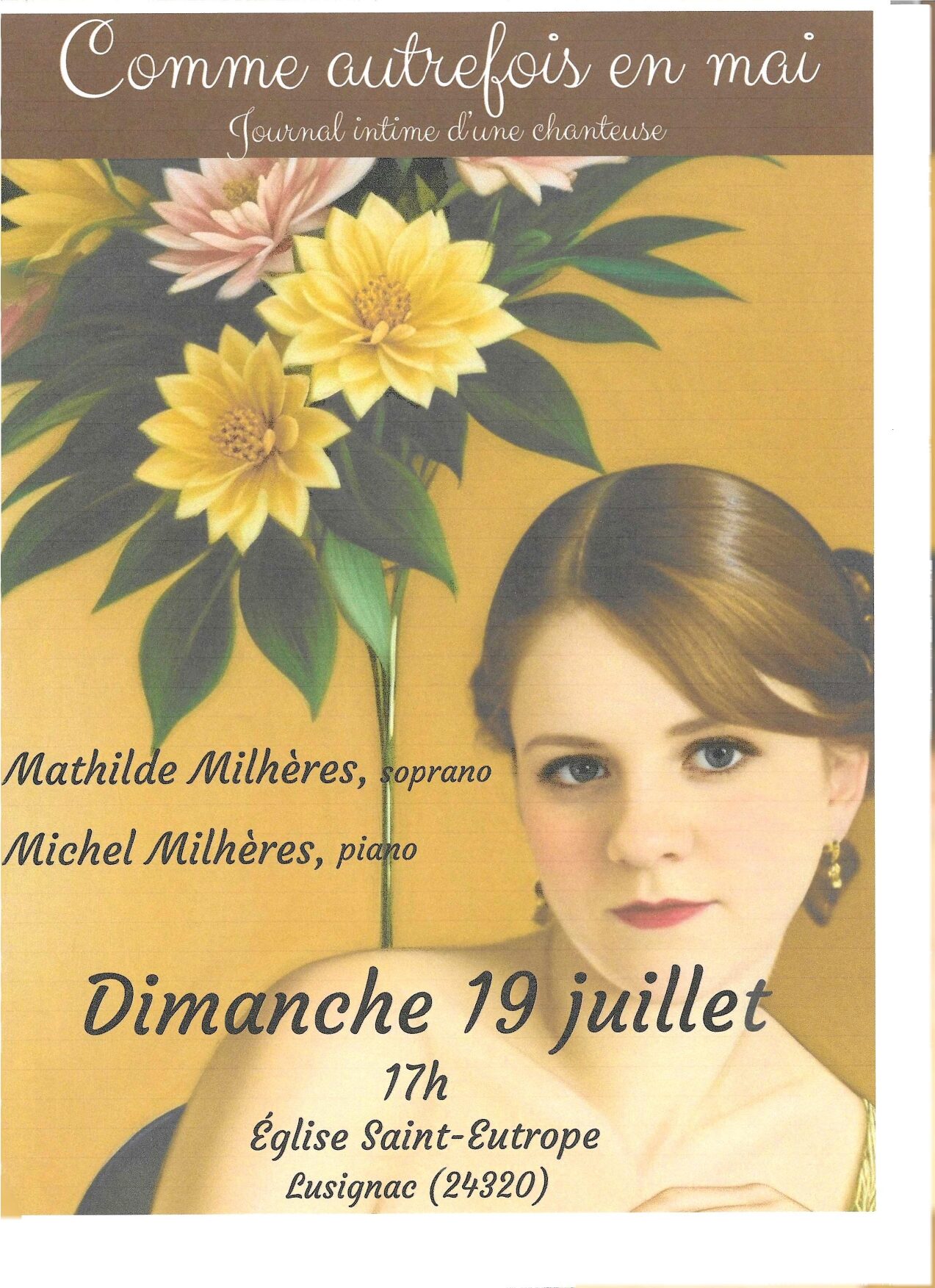 Concert Comme autrefois en moi piano & voix soprano Lusignac 2026-07-19