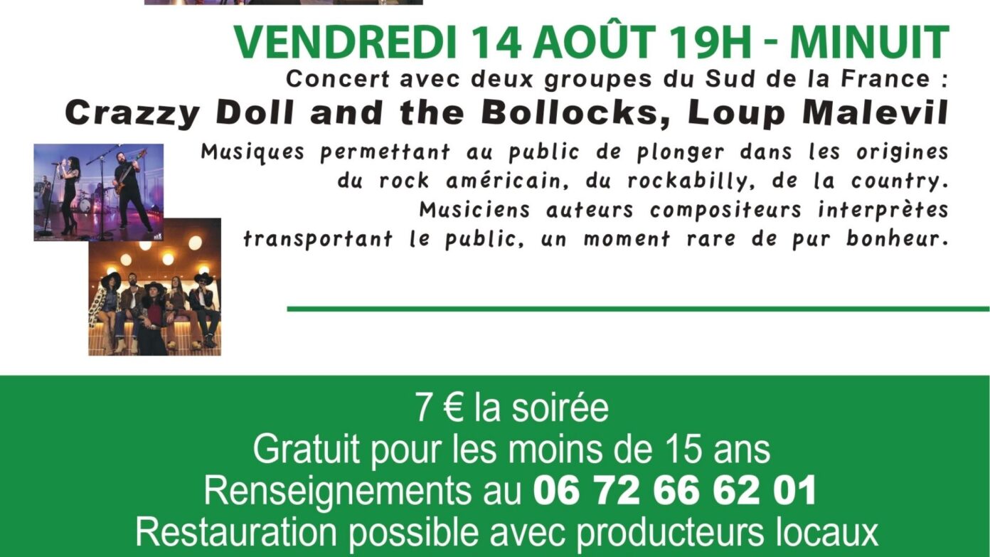 Concert Crazzy Doll and the Bollocks, Loup Malevil La pêcherie d&rsquo;Aurit Hagetaubin