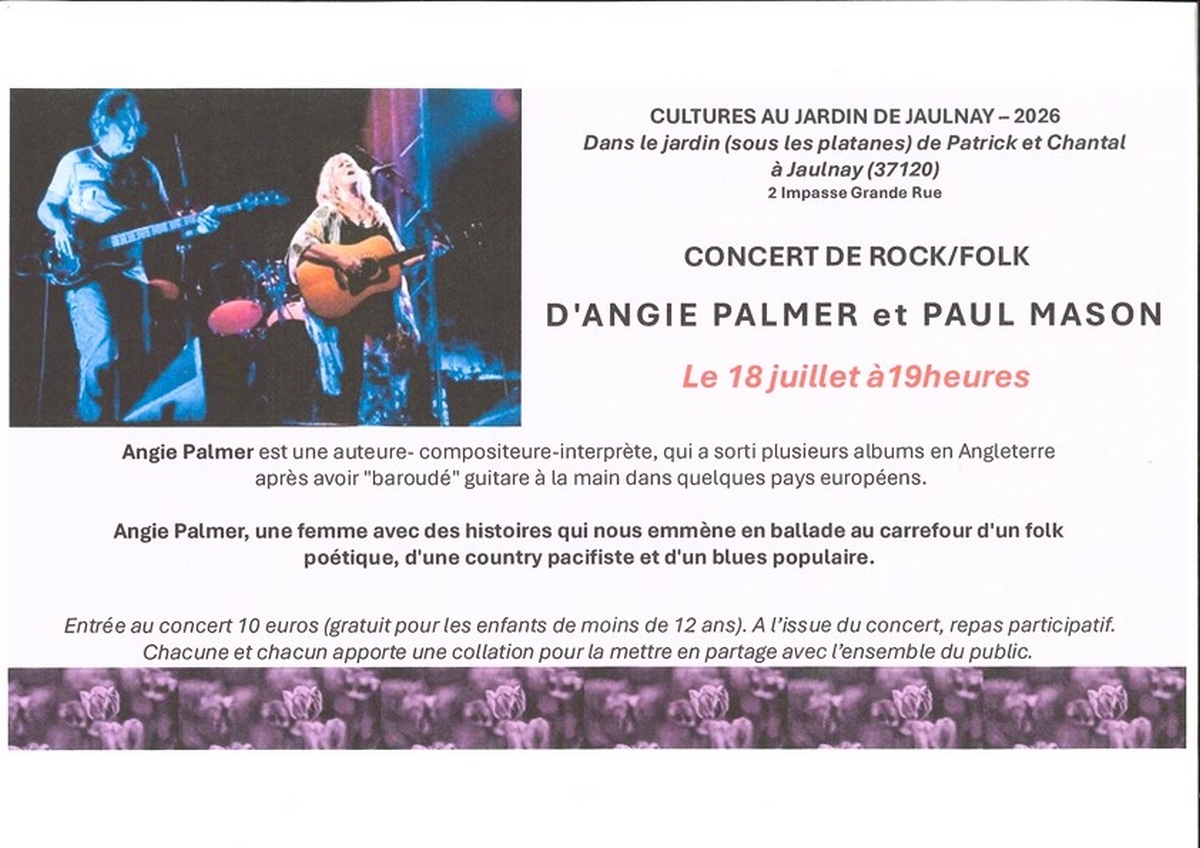Concert d'Angie Palmer et Paul Mason Dans le jardin de Chantal et Patrick Jaulnay 2026-07-18