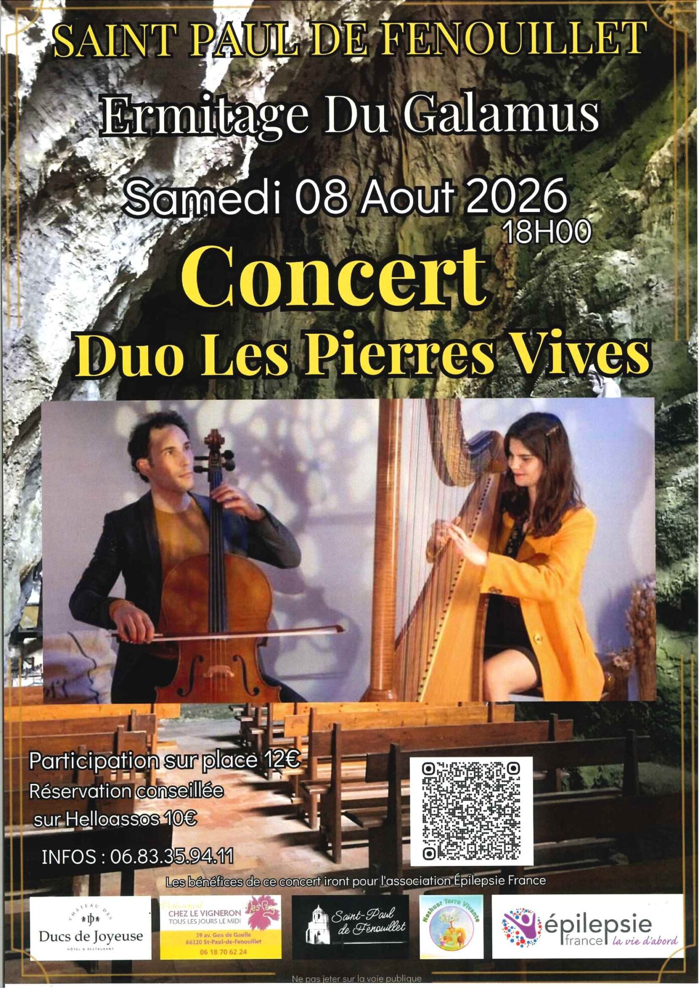 CONCERT DE HARPE ERMITAGE SAINT ANTOINE DE GALAMUS Gorges de Galamus Saint-Paul-de-Fenouillet