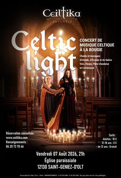 Concert de musique Celtique à la bougie Saint Geniez d’Olt et d’Aubrac