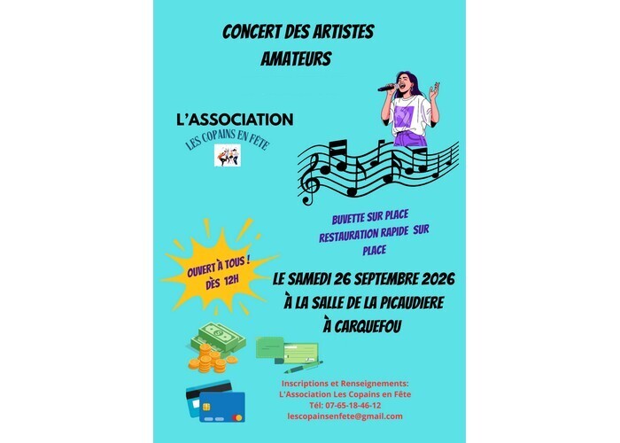 Concert des artistes amateurs – Association Les Copains en Fête, Salle de la Picaudière, Carquefou