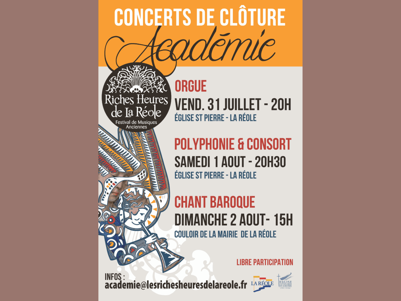 Concert des élèves de polyphonie et consort de flûtes (académie d’été) Place Albert Rigoulet La Réole