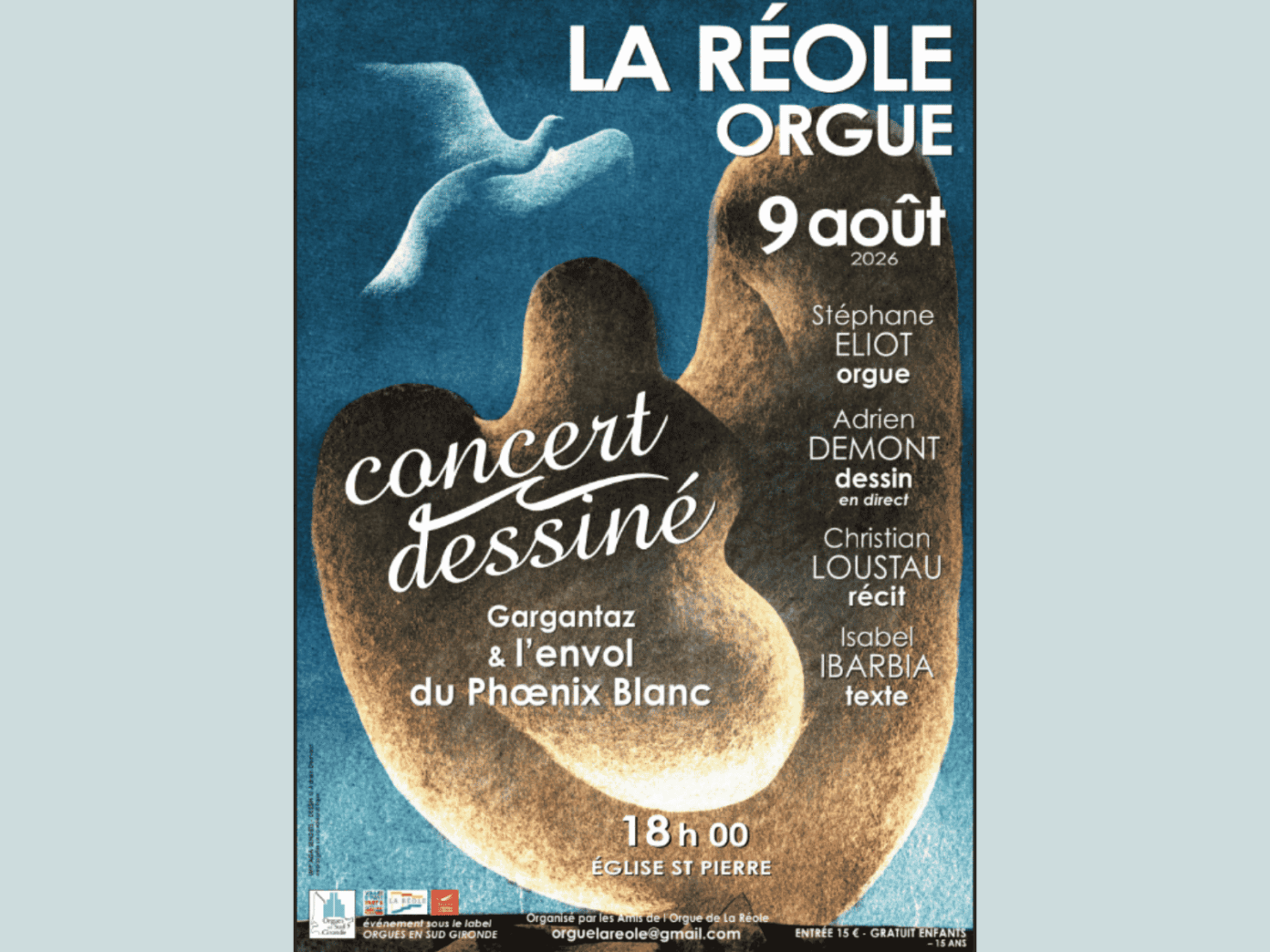 Concert dessiné Conte fantastique accompagné à l’orgue Place Rigoulet La Réole