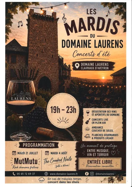Concert d’été Domaine Laurens Clairvaux-d’Aveyron