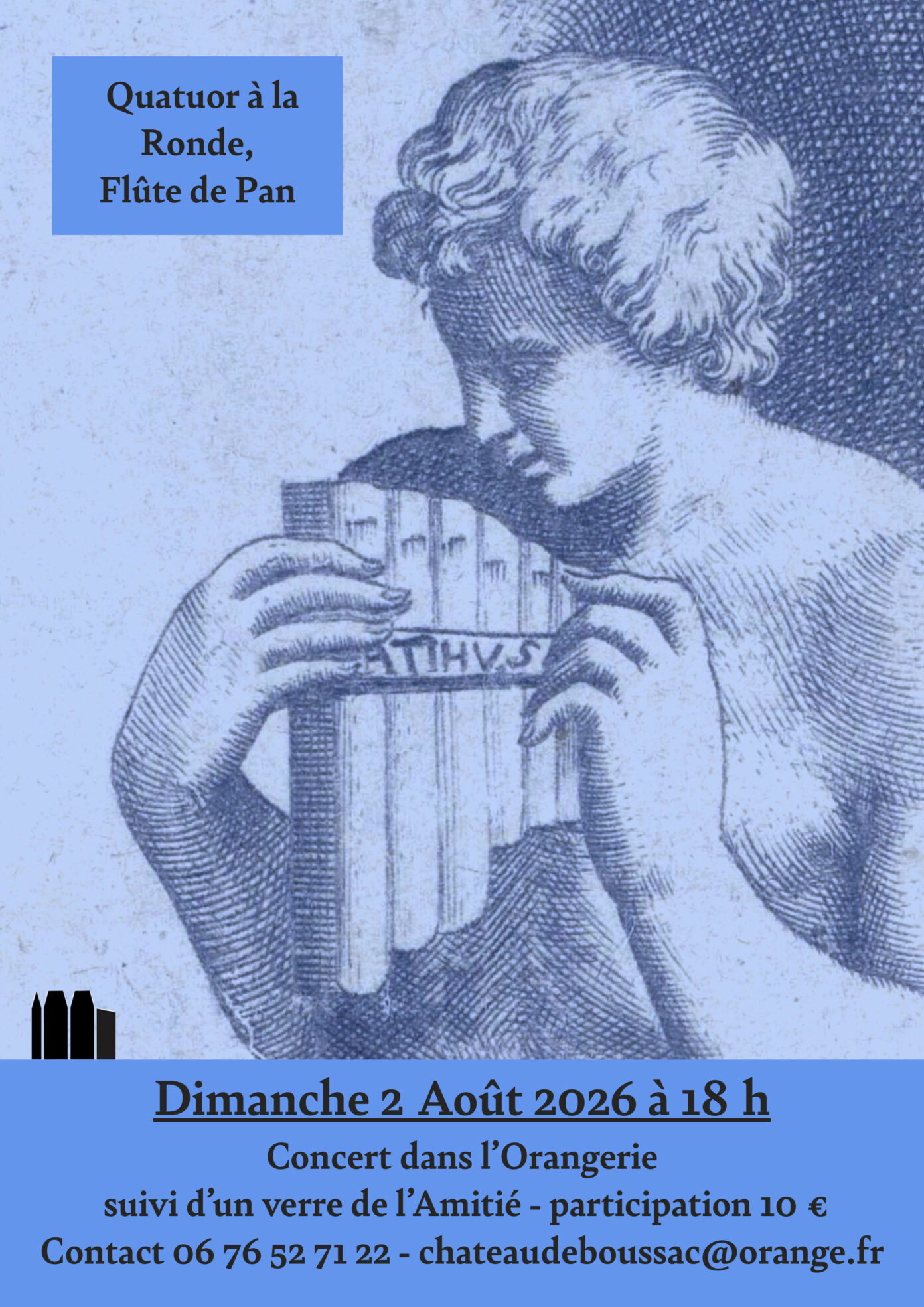 Concert du Quatuor à la ronde Orangerie du chateau Boussac