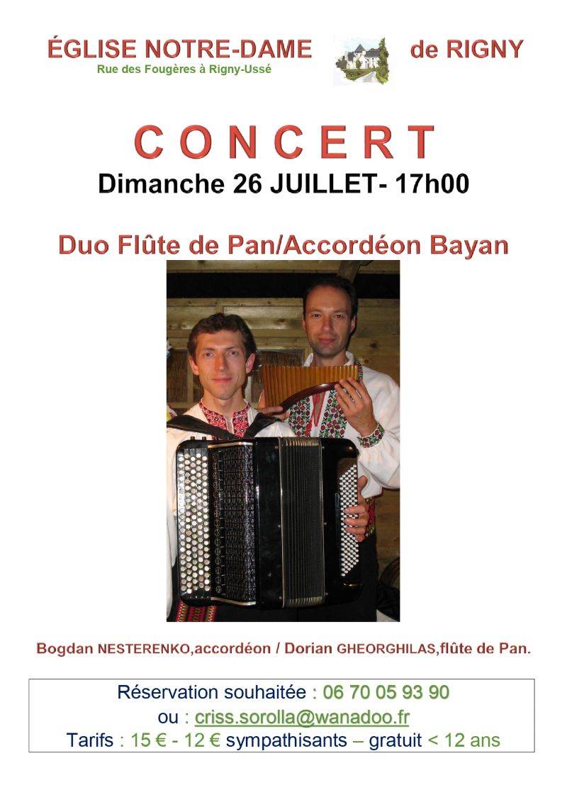Concert Duo Flûte de Pan et Accordéon Rigny-Ussé