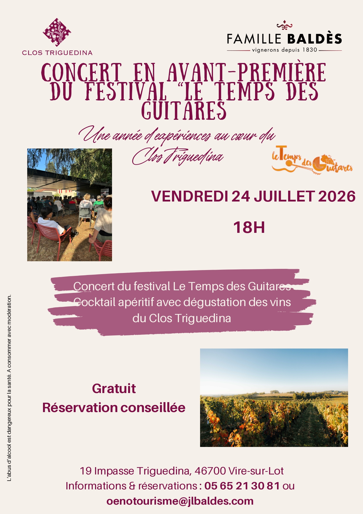 Concert en avant-première du festival international Le Temps des Guitares 19 Impasse Triguedina Vire-sur-Lot 2026-07-24