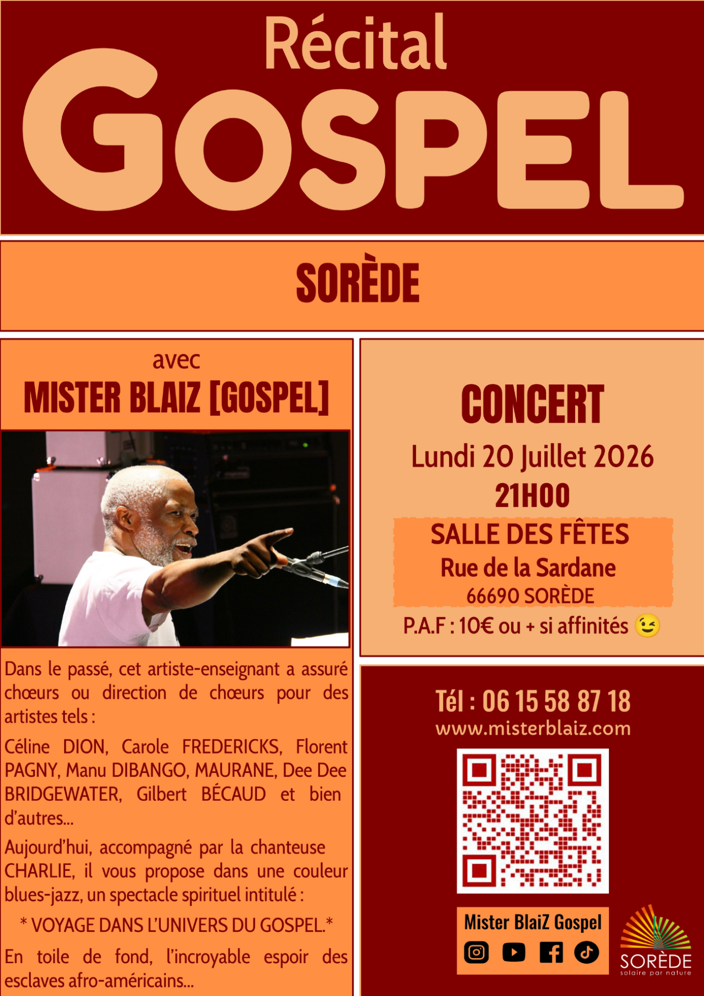 CONCERT GOSPEL AVEC MISTER BLAIZ Sorède