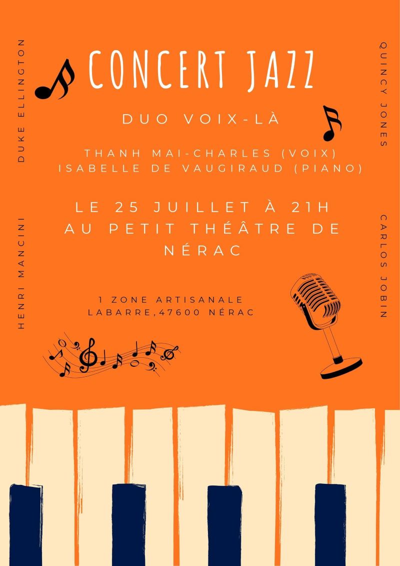 Concert Jazz Duo Voix-là au Petit Théâtre ZA Labarre Nérac