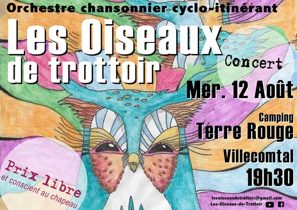 Concert Les Oiseaux de trottoir Camping Terre Rouge Villecomtal