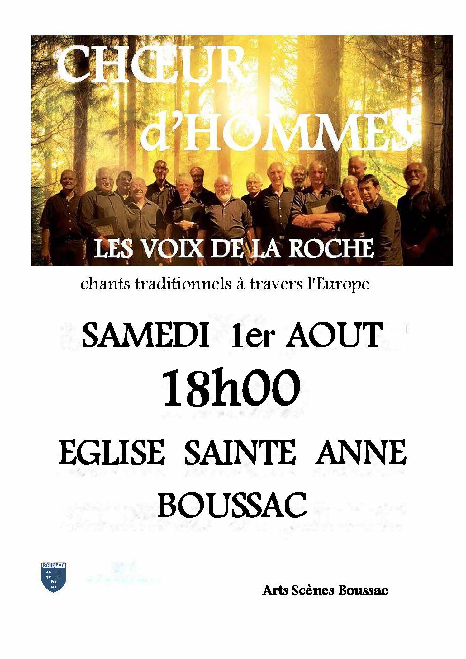Concert les voix de la roche église Sainte-Anne Boussac 2026-08-01