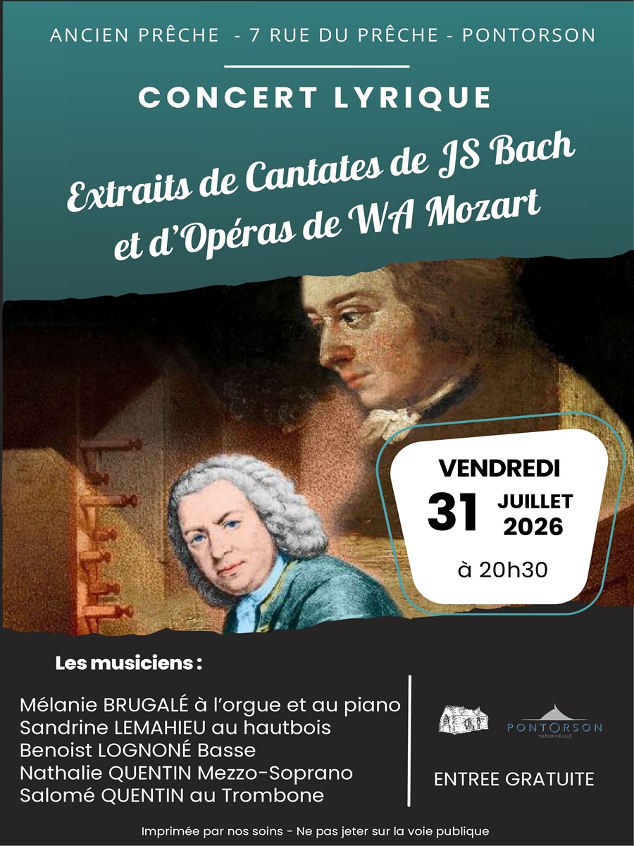 Concert lyrique Bach et Mozart Prêche Pontorson