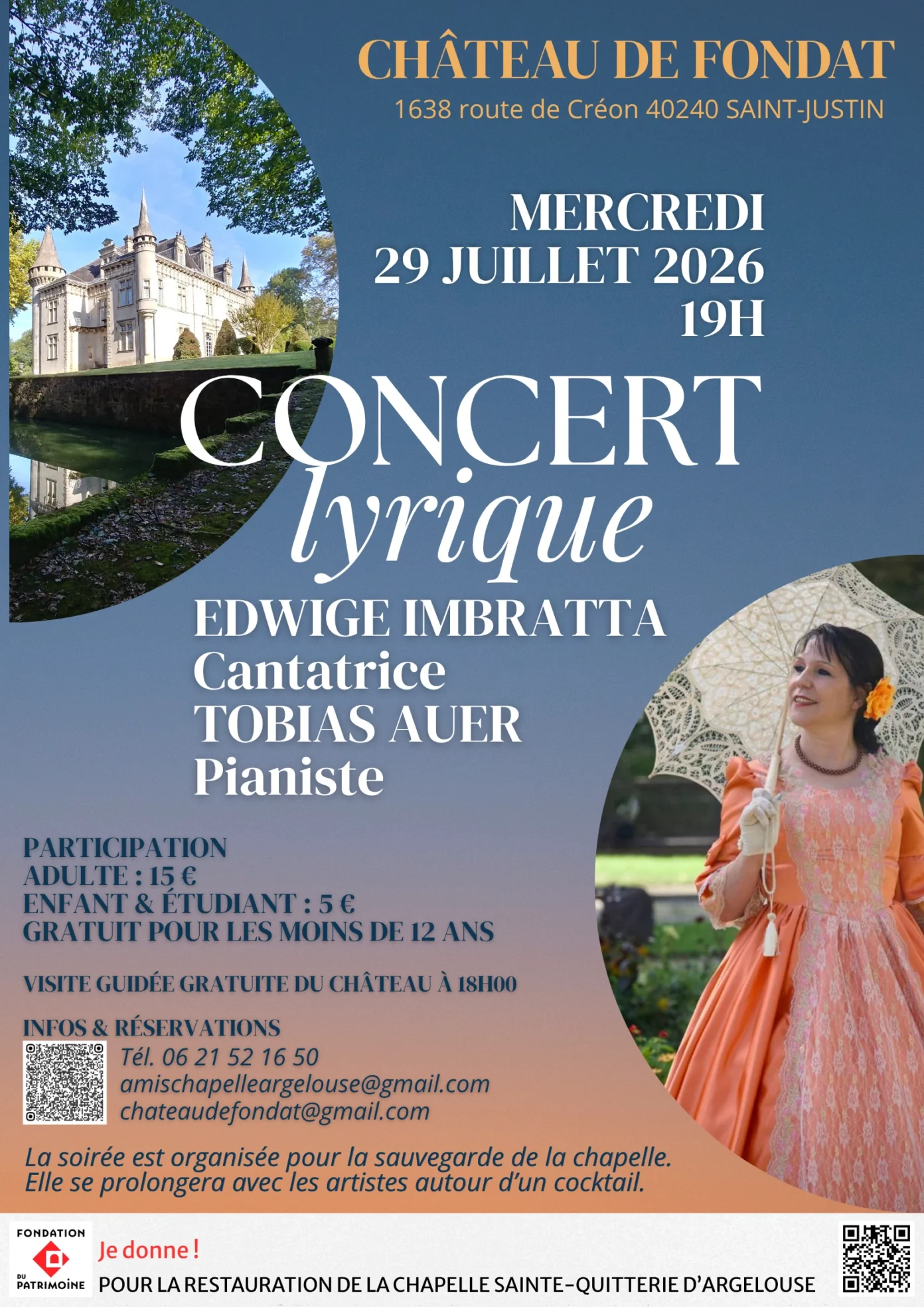 Concert lyrique Château de Fondat Saint-Justin