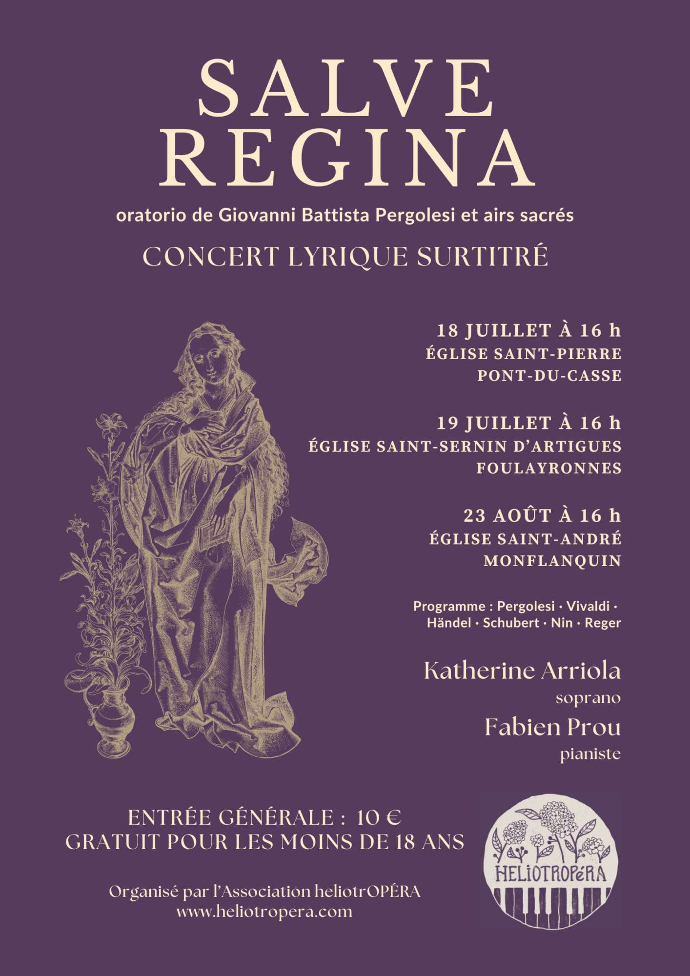 Concert lyrique Salve Regina par Katherine Arriola et Fabien Prou 1 Route de Mérens Pont-du-Casse 2026-07-18