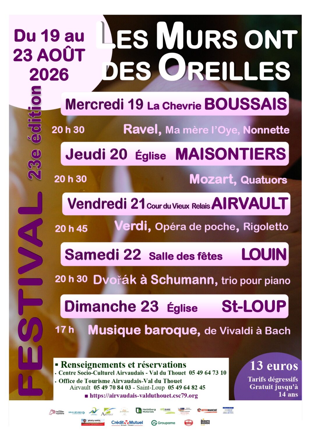 Concert MOZART en 3 quatuors, dans le cadre du Festival Les Murs ont des Oreilles Église Notre-Dame de Maisontiers Maisontiers